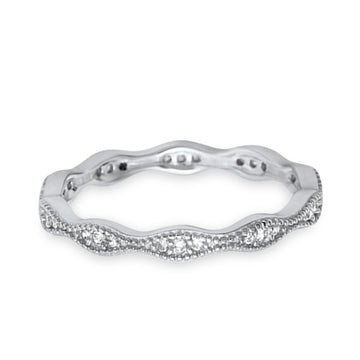 Full Eternity Wedding Ring Round Simulated CZ 925 Sterling Silver